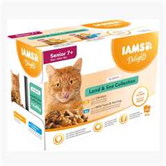 Iams Delights Senior Wet Cat Food in Gravy - Land & Sea Collection - 12x85g Pouches